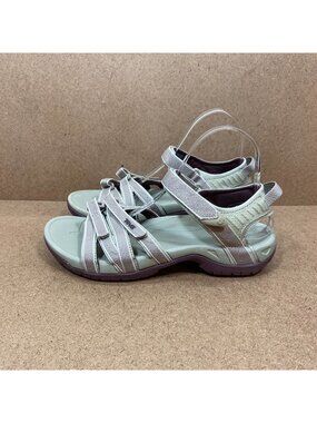 Teva Womens Tirra Sport Size 9 Beige Purple Strappy Hiking Sandals Velcro Straps
